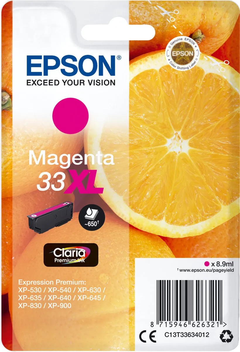 Epson 33XL Magenta Inktcartridge - 650 Pagina's
