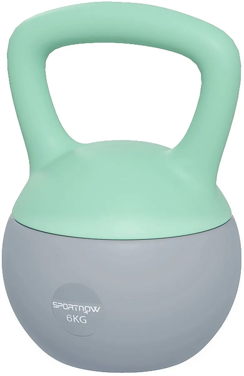 ECTEATOY Kettlebell 6 kg - Zachte Kettlebell met Metaalzandvulling - Groen/Grijs