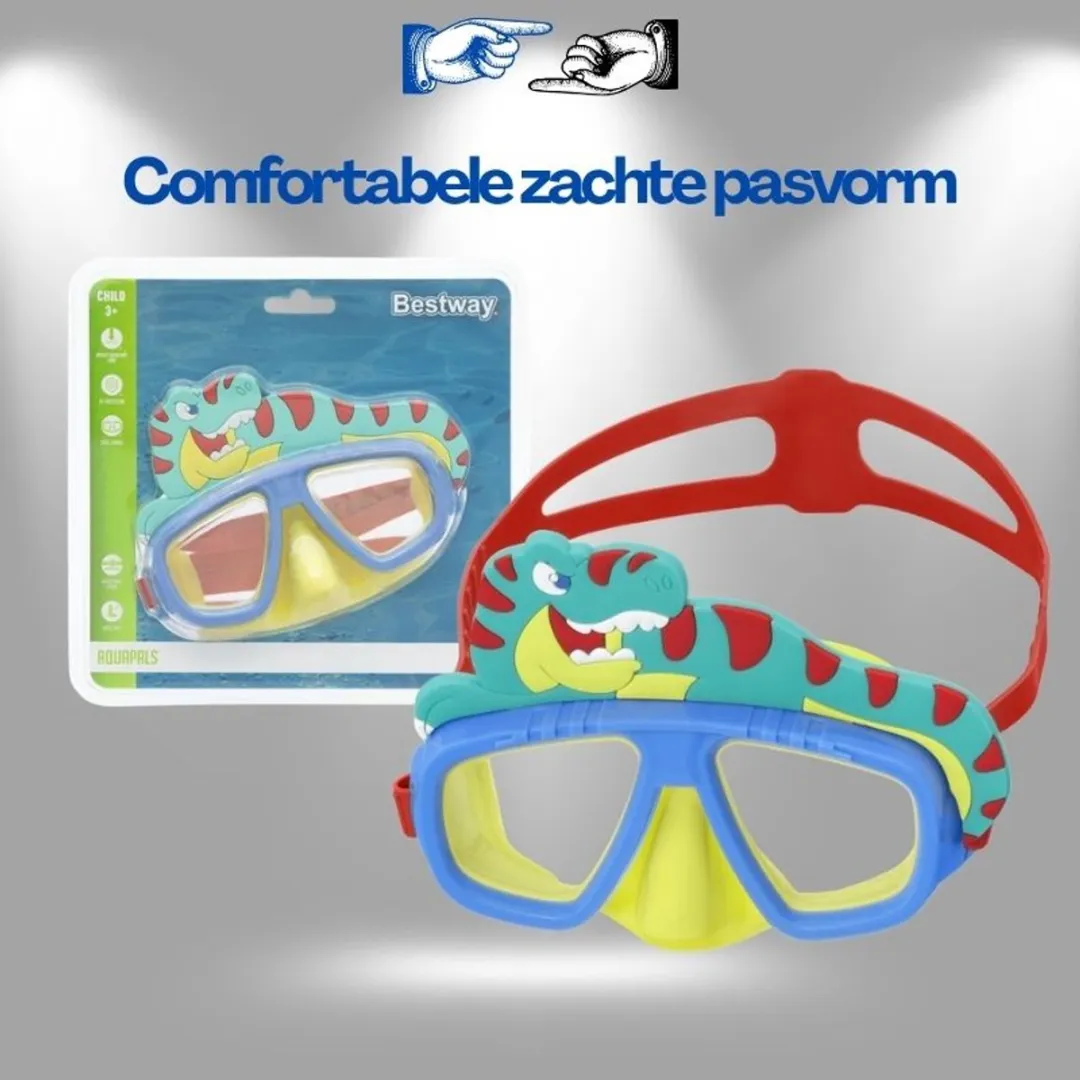 Bestway Dino Zwemmasker - UV-bescherming Blauw/Geel