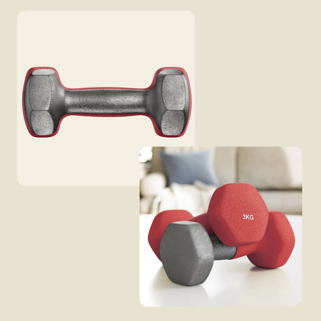 Songmics SYL66RD Hexagon Dumbbells 3kg - 2 Stuks Rood
