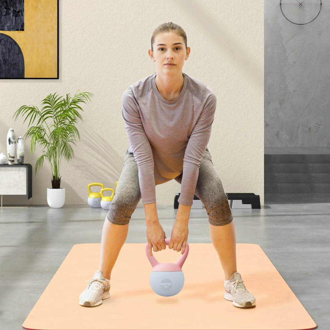 ECTEATOY Kettlebell 4 kg - Roze/Grijs