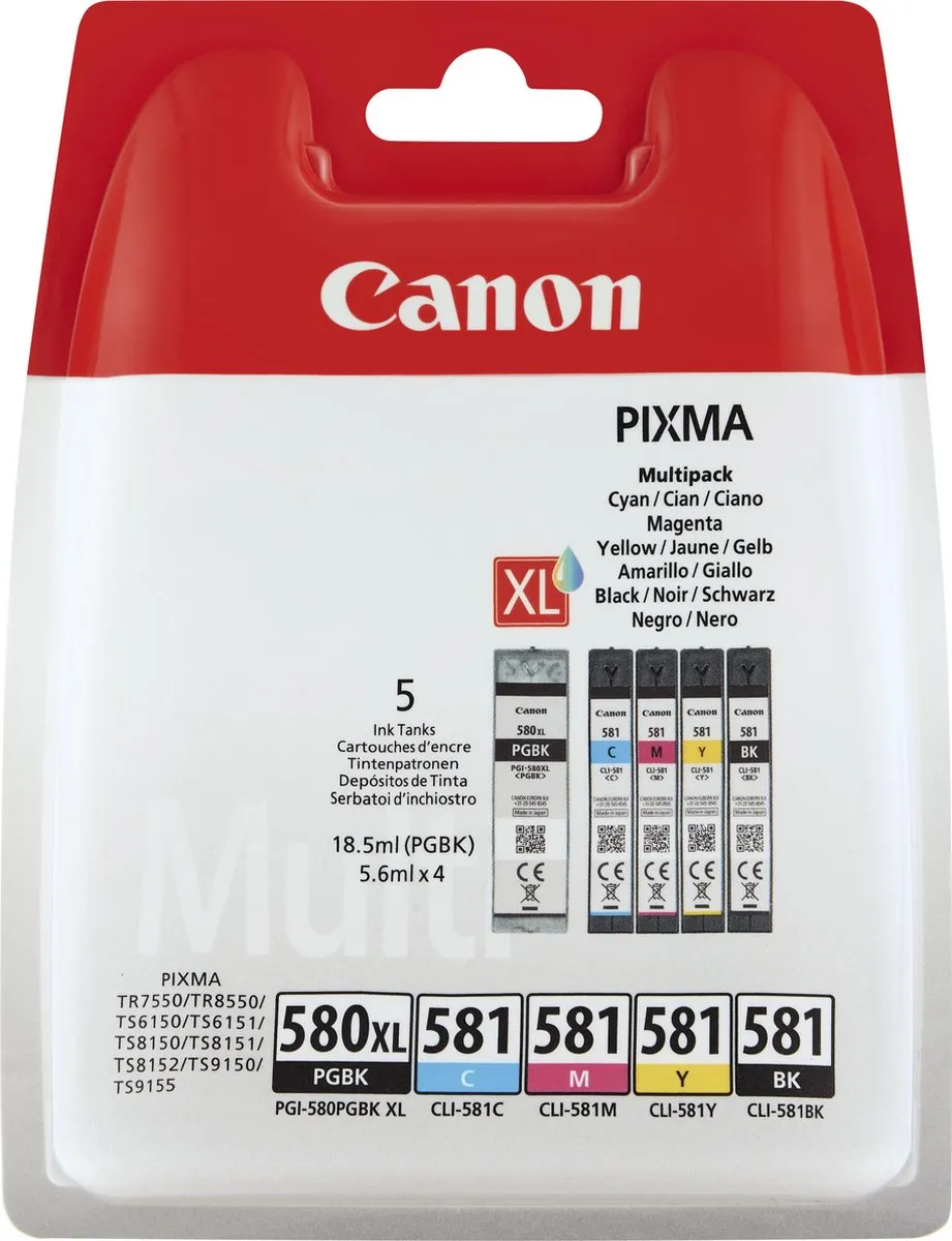 Canon PGI-580XL CLI-581 CMYK Inktcartridges