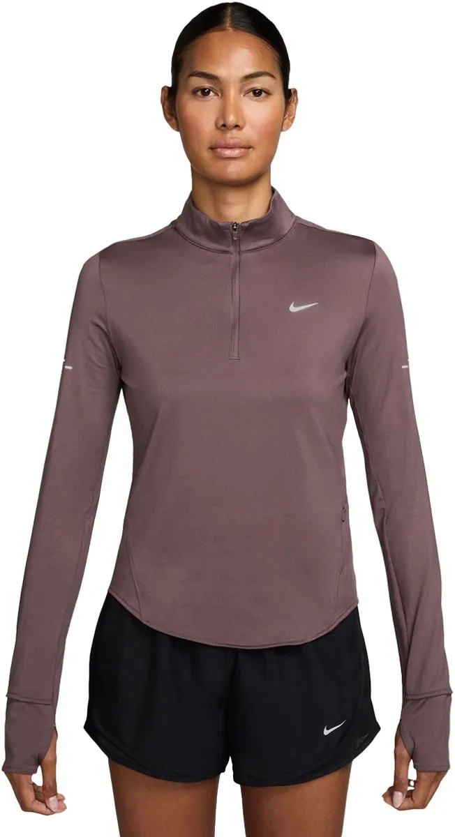 Nike Swift Dri-FIT Half Zip Sportshirt Dames - L - Bordeaux