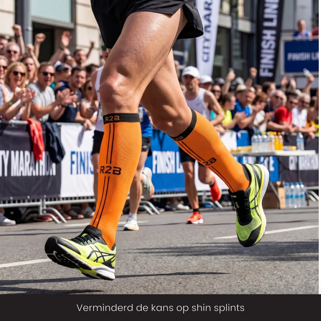 R2B Compressiekousen Sport - Maat M - Oranje/Zwart