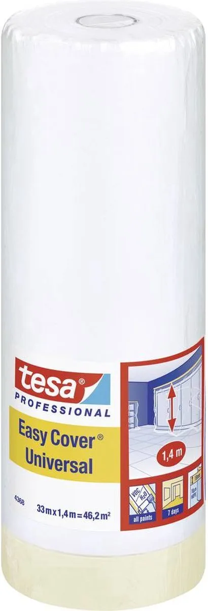 Tesa 04368-00009-02 Afdekfolie Lichtbruin - 33m x 1,4m