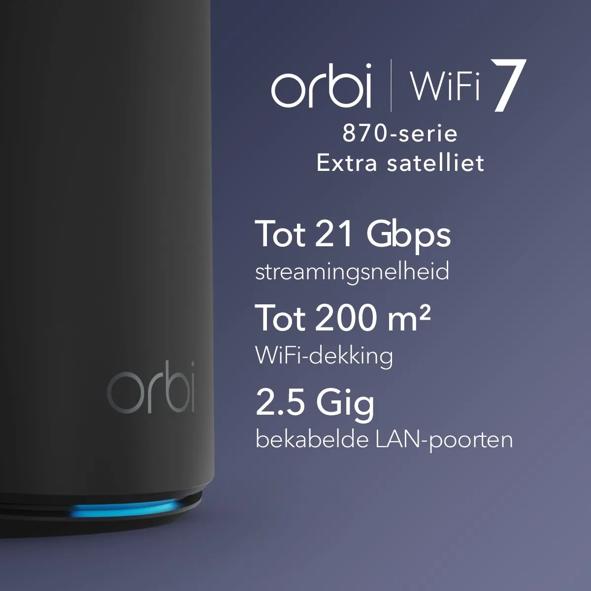 Netgear Orbi RBE870B Mesh WiFi 7 Tri-Band - 21Gbps - Zwart