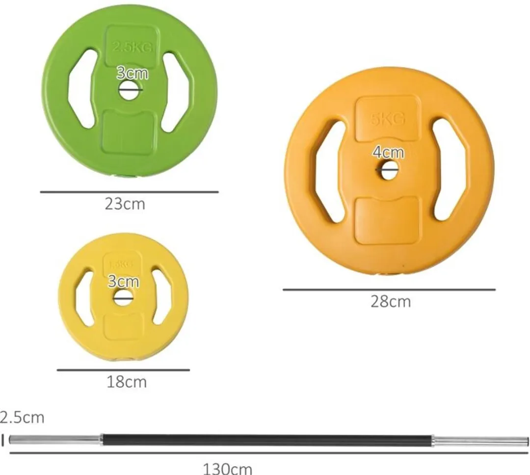 ECTEATOY Halterstang met 6 Schijven 20kg - Meerkleurig