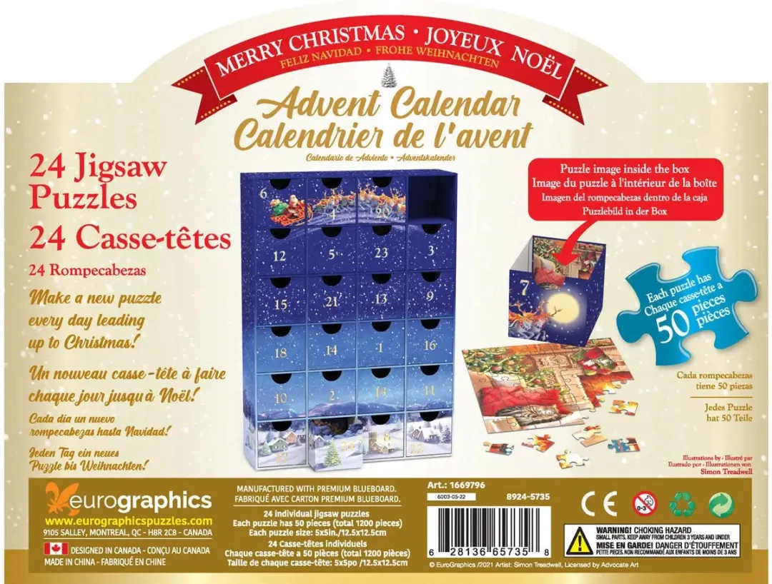 Eurographics Adventskalender Simon Treadwell Klassieke Kerst - 2450 Stuks