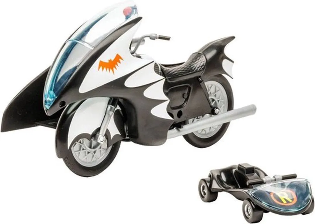 McFarlane Toys DC Retro Vehicle Batcycle met Sidecar - Zwart/Wit