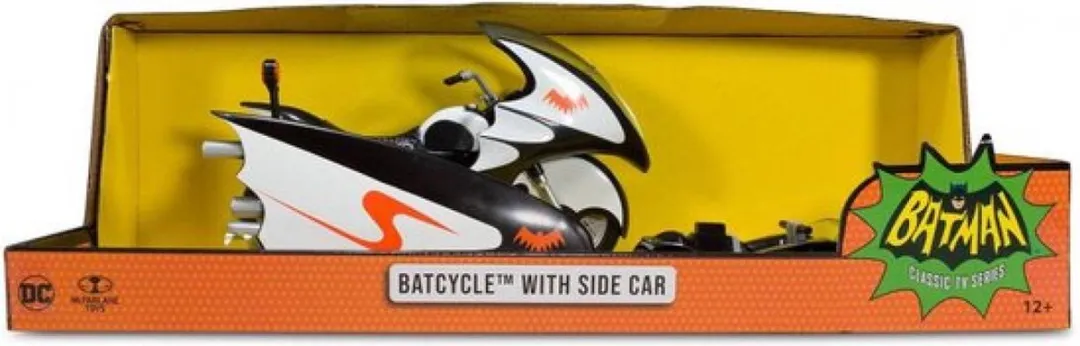 McFarlane Toys DC Retro Vehicle Batcycle met Sidecar - Zwart/Wit