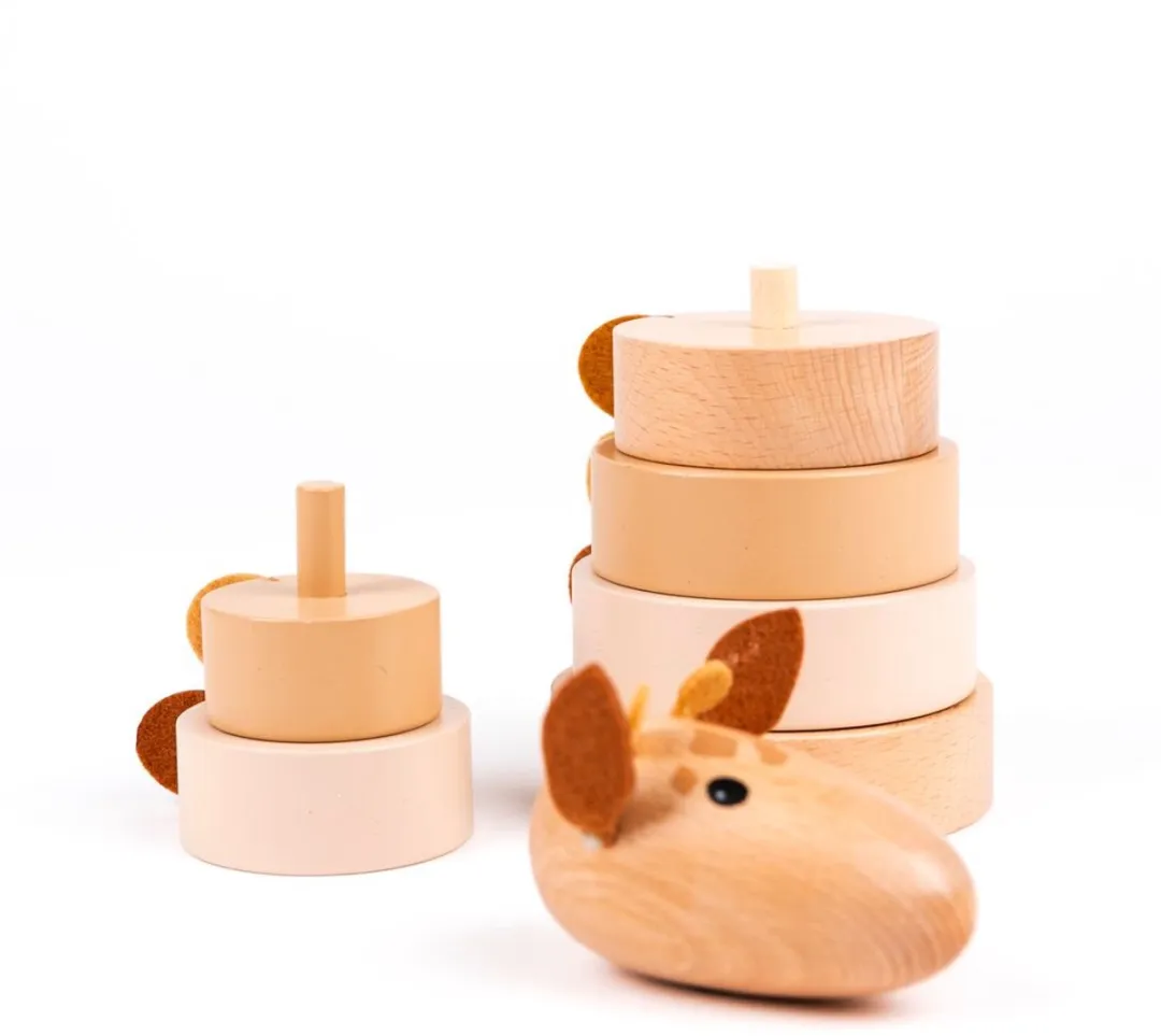 Egmont Toys Giraffe Leonie Houten Stapeltoren 21cm - Meerkleurig