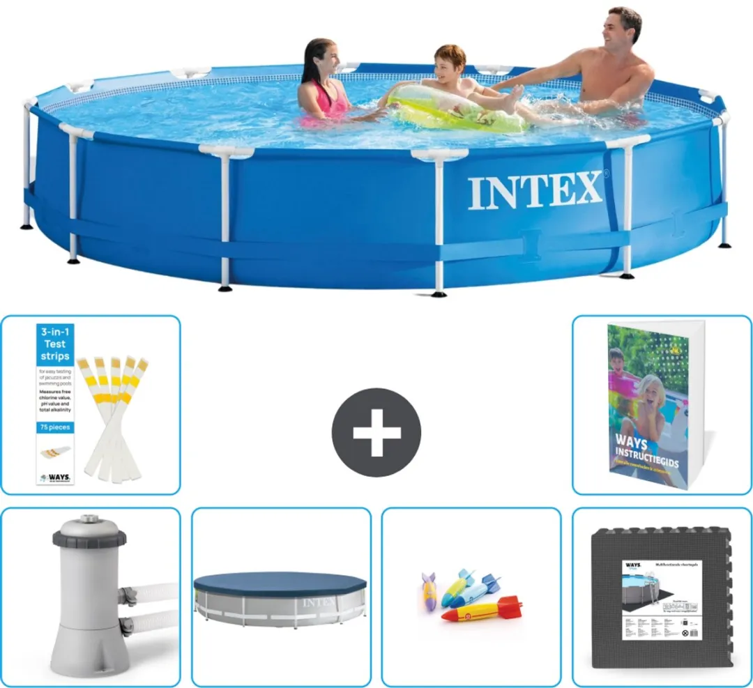 Intex 28212GN-Blauw Rond Frame Zwembad 366x76cm