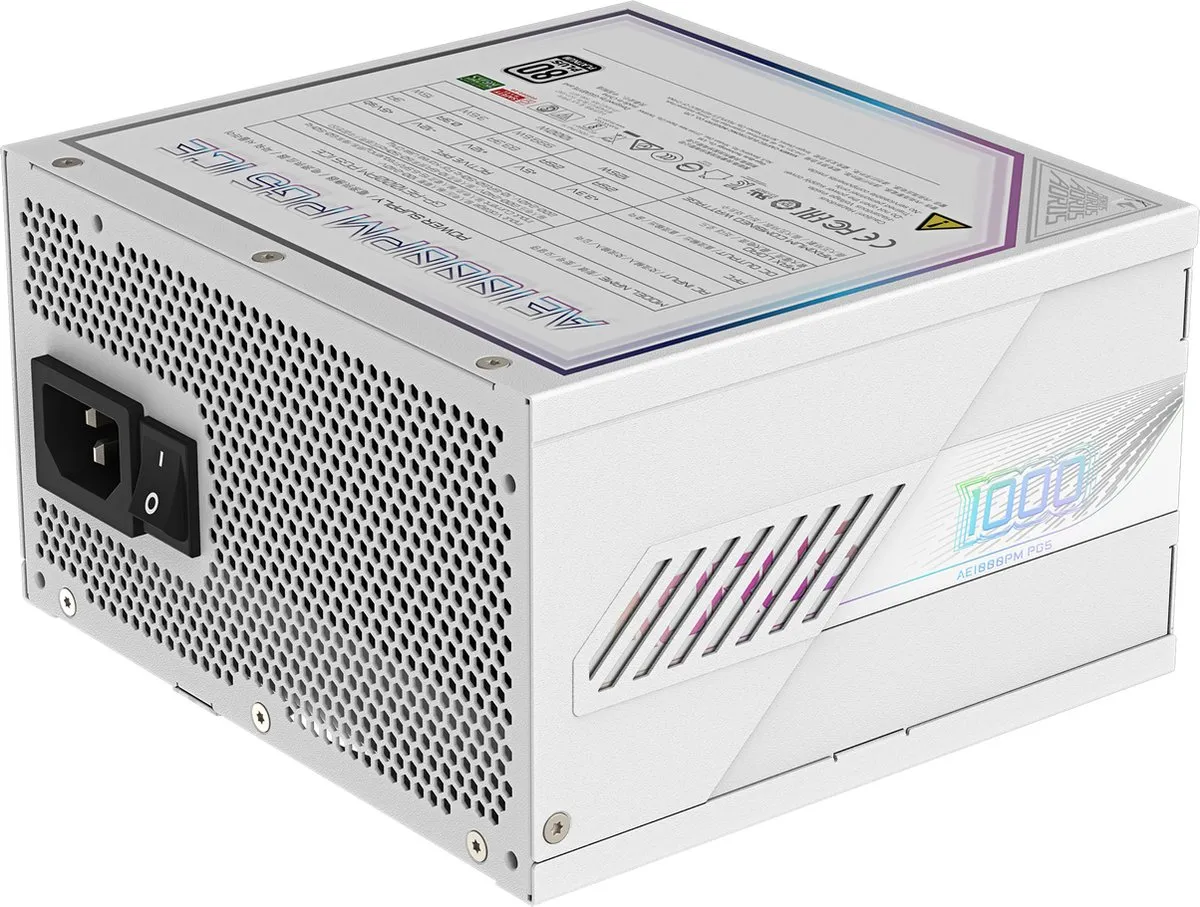 Gigabyte AORUS Elite P1000W ICE Voeding - 1000W - Wit