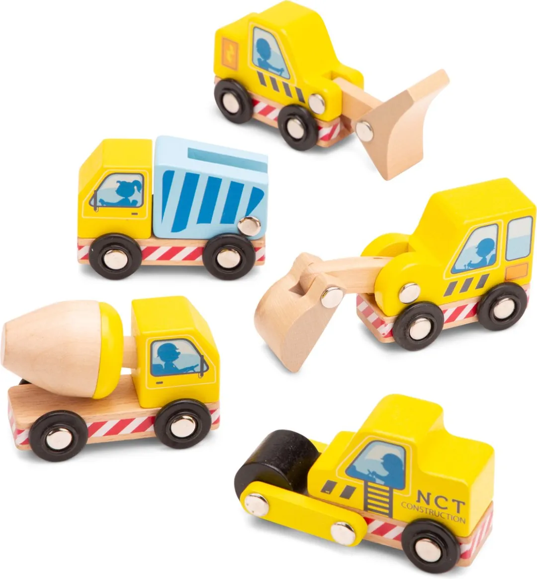 New Classic Toys Houten Bouwvoertuigen Set 11947 - 5 Stuks