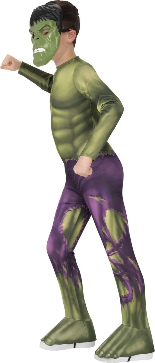 Marvel Hulk Kostuum Kind - Maat 128 - Groen/Paars/Zwart