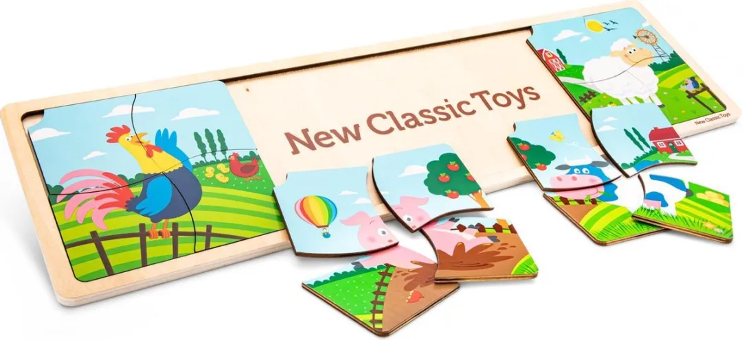 New Classic Toys Houten Boerderij Legpuzzel 16 Stuks - FSC