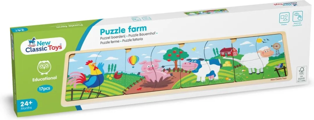 New Classic Toys Houten Boerderij Legpuzzel 16 Stuks - FSC