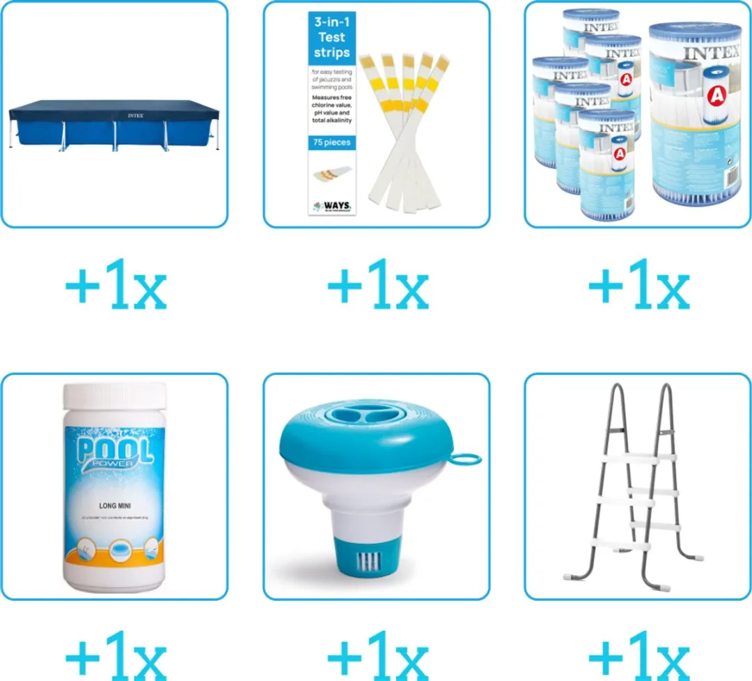Intex 28274GN Zwembad Accessoirepakket - 6-delig - Rechthoekig - Blauw