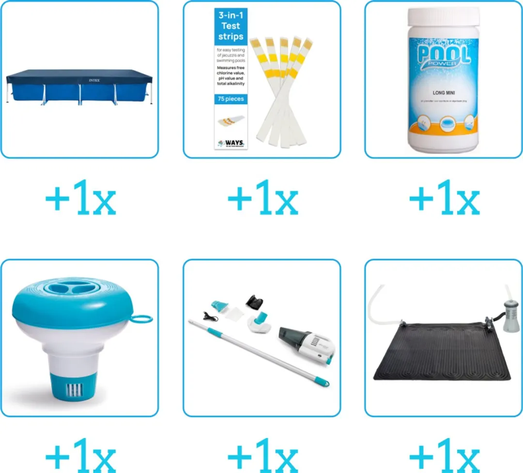 Intex 28274GN Zwembad Accessoirepakket - 6-delig - Rechthoekig - Blauw