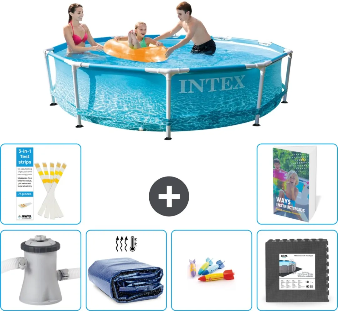 Intex 28208GN-Blauw Rond Frame Zwembad 305x76cm - 4485L - Blauw