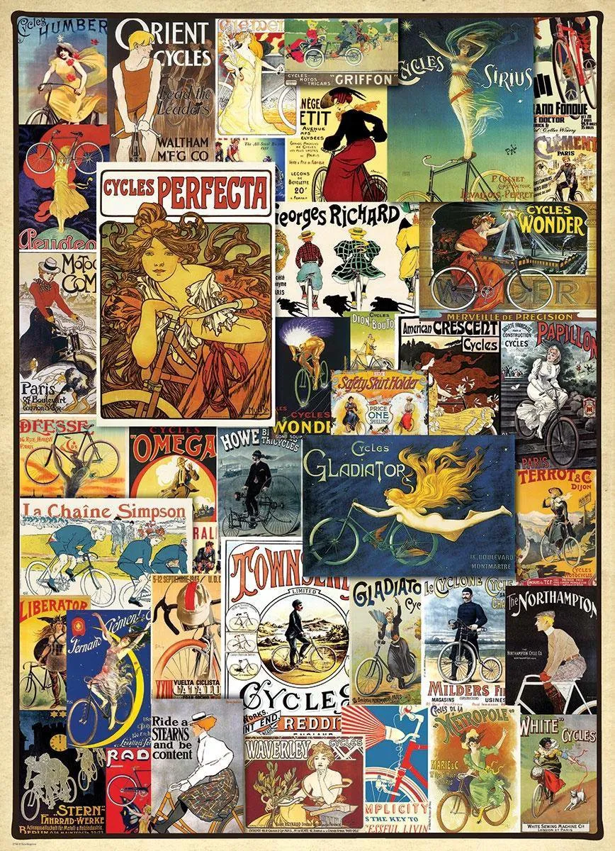 Eurographics Vintage Bicycle Posters Legpuzzel 1000 Stuks - Meerkleurig