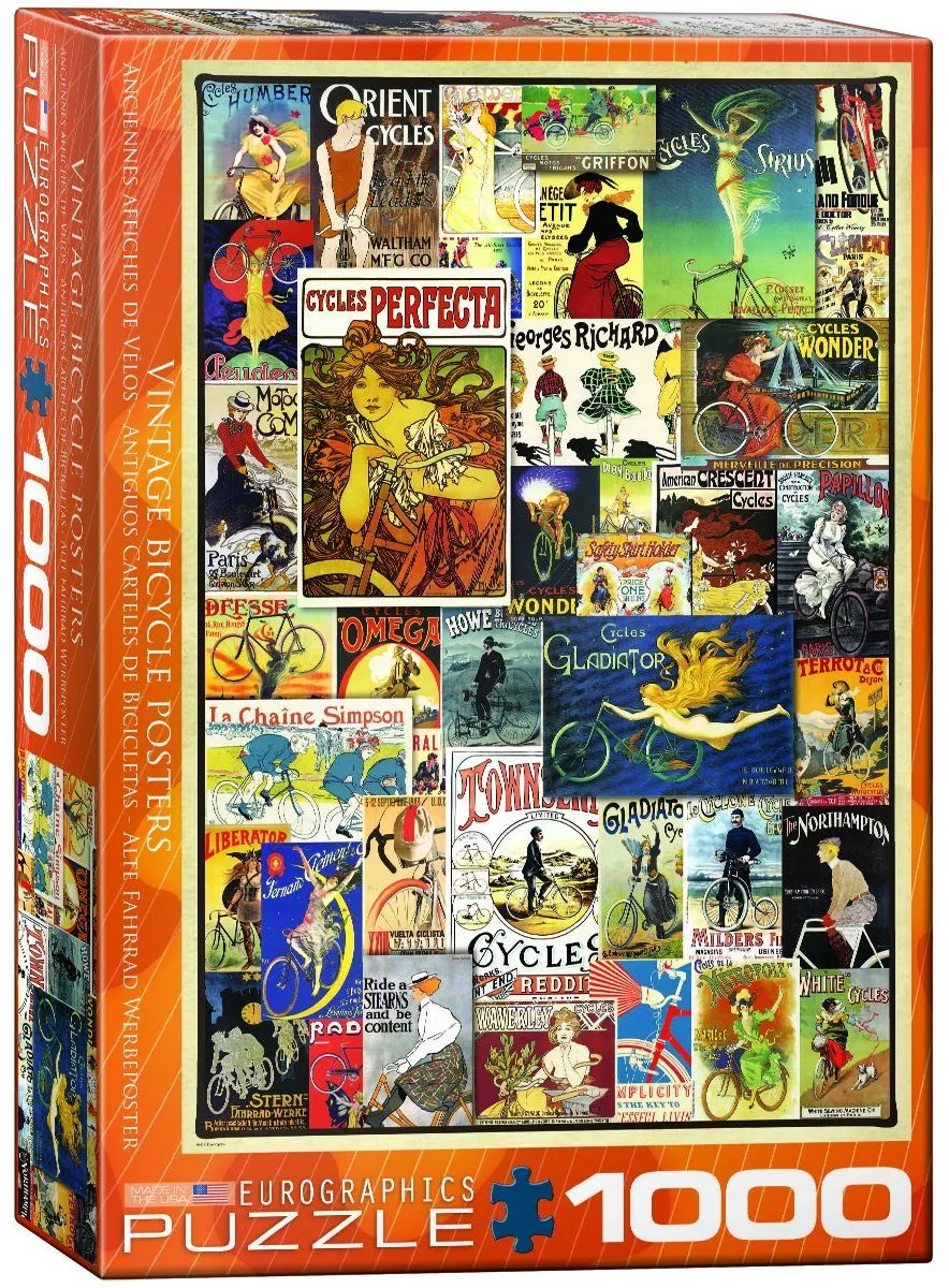 Eurographics Vintage Bicycle Posters Legpuzzel 1000 Stuks - Meerkleurig