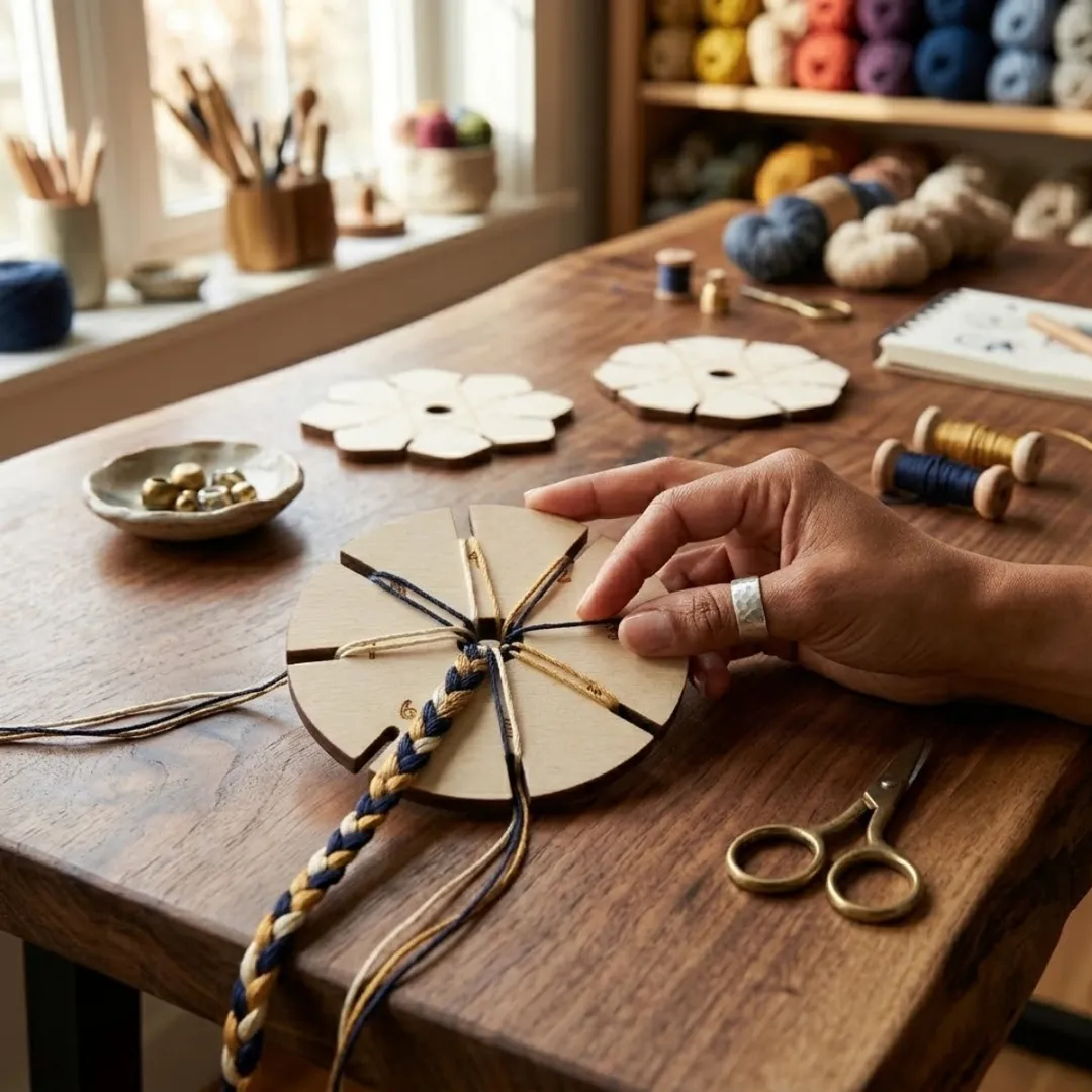 NuveX Houten Armbandweefschijven Set - 4 Stuks