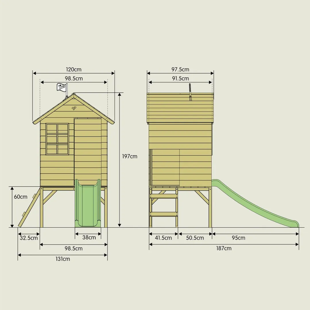 TP Toys Sunnyside Huisje op palen met glijbaan - Appelgroen