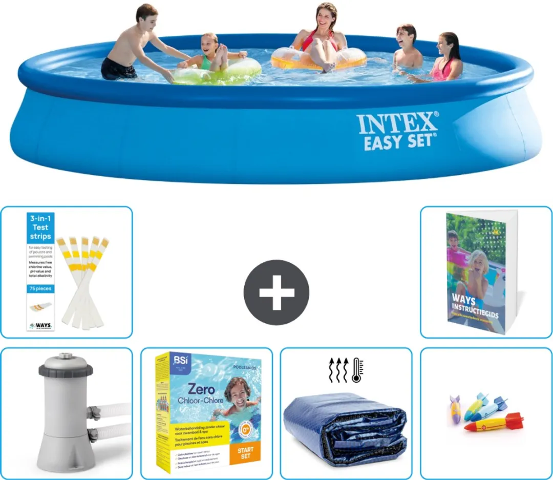 Intex Easy Set Zwembad 457x84cm - Blauw - 7-delig