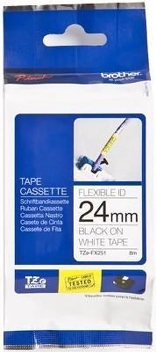 Brother TZe-FX251 Labeltape - Wit 24mm 8m - afbeelding 6 van 10