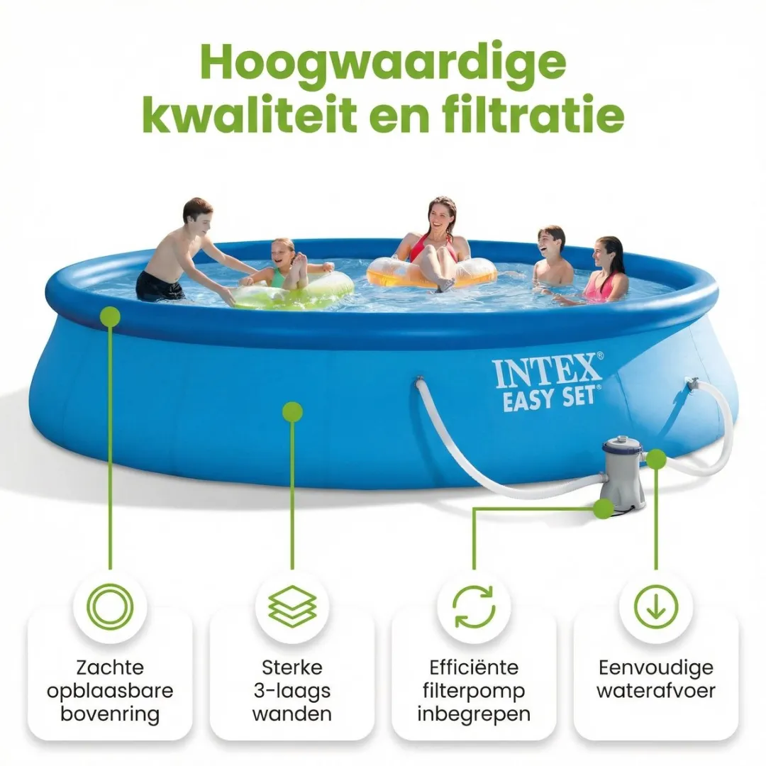 Intex Easy Set Zwembad 457cm x 84cm - Blauw - 7-delig