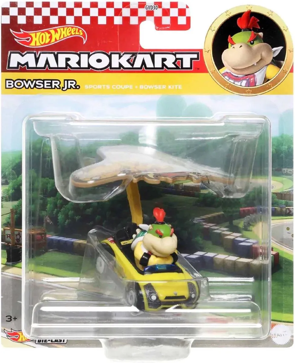 Hot Wheels Mariokart Bowser Jr. Sports Coupe + Kite HDB47 - Meerkleurig
