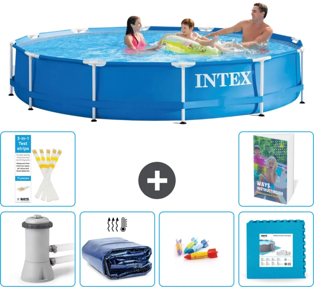 Intex 28212GN-Blauw Rond Frame Zwembad 366x76cm