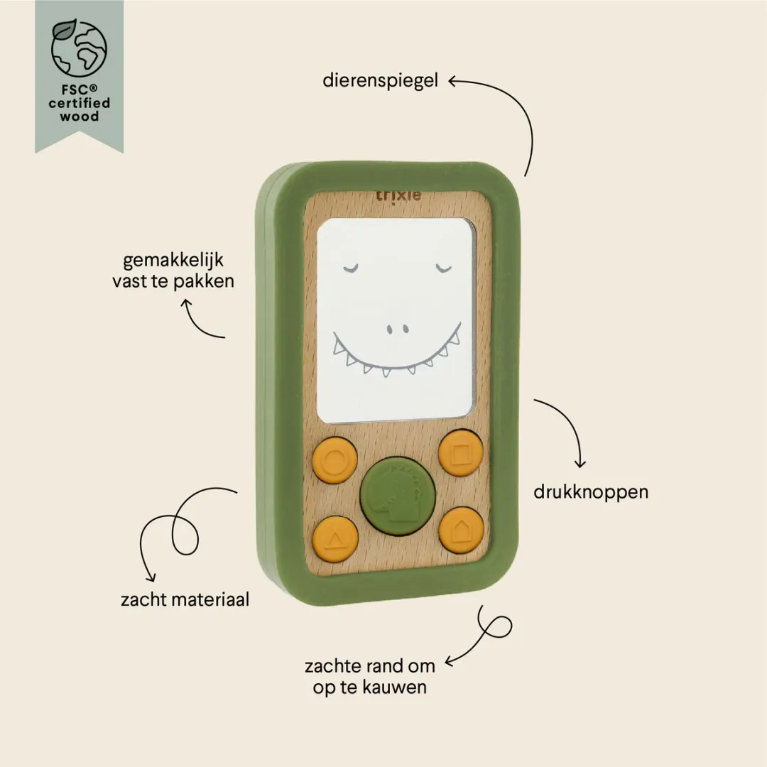 Trixie Houten Babytelefoon Mr. Dino - Groen