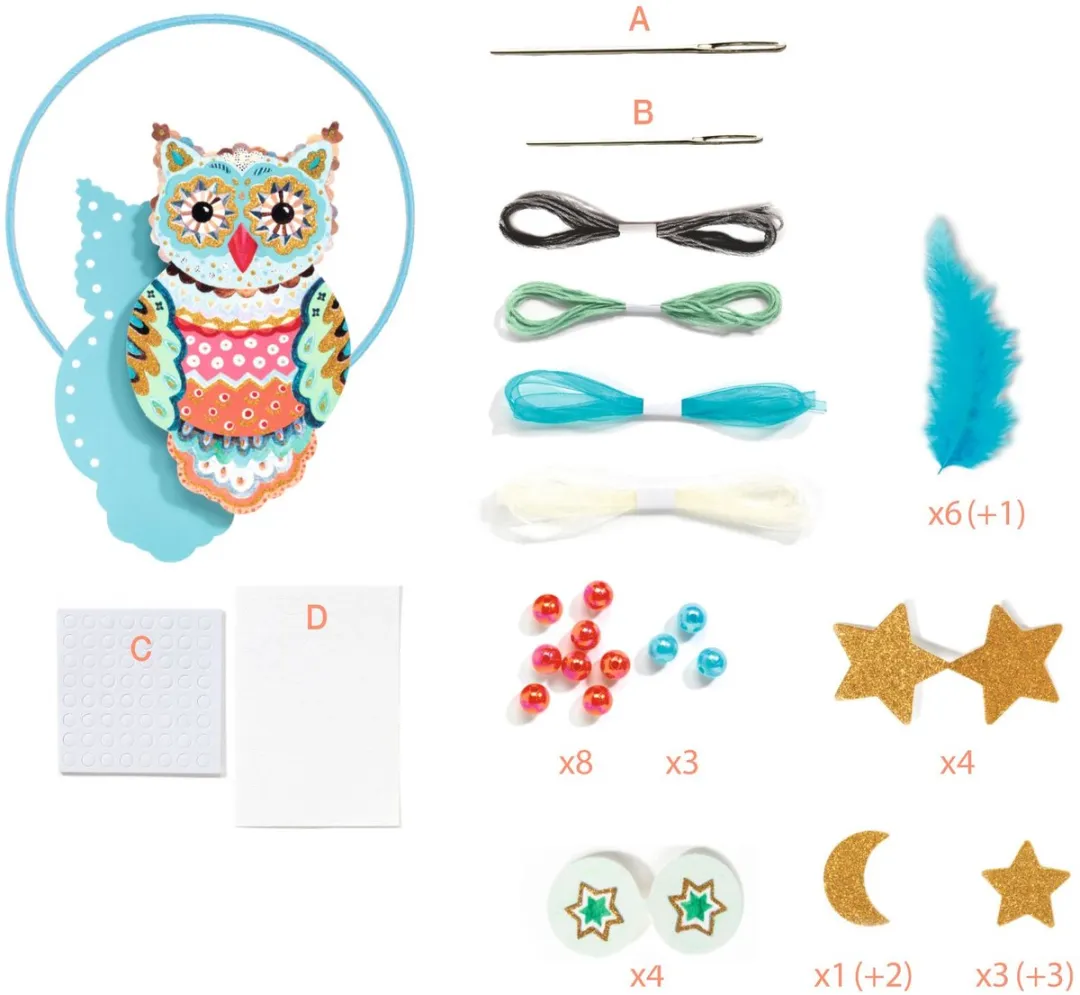 Djeco Knutselset Golden Owl - Blauw - afbeelding 5 van 6