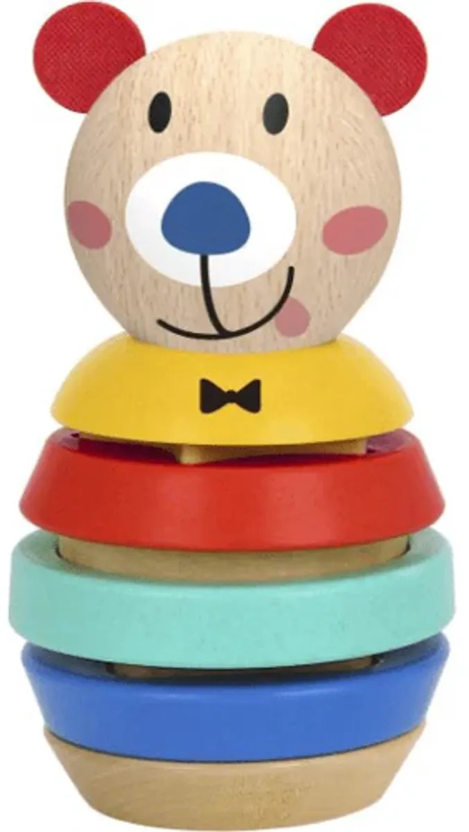 Tooky Toy Wooden Puzzle Pyramid Teddybeer - 11 Stuks - Multicolor