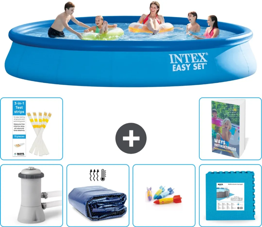 Intex Easy Set Zwembad 457x84cm - Blauw - 7-delig