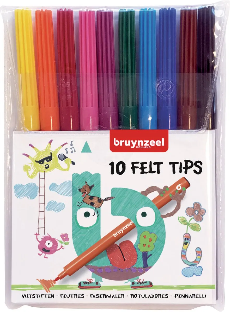 BRUYNZEEL Viltstiften Multicolor - 10 Stuks