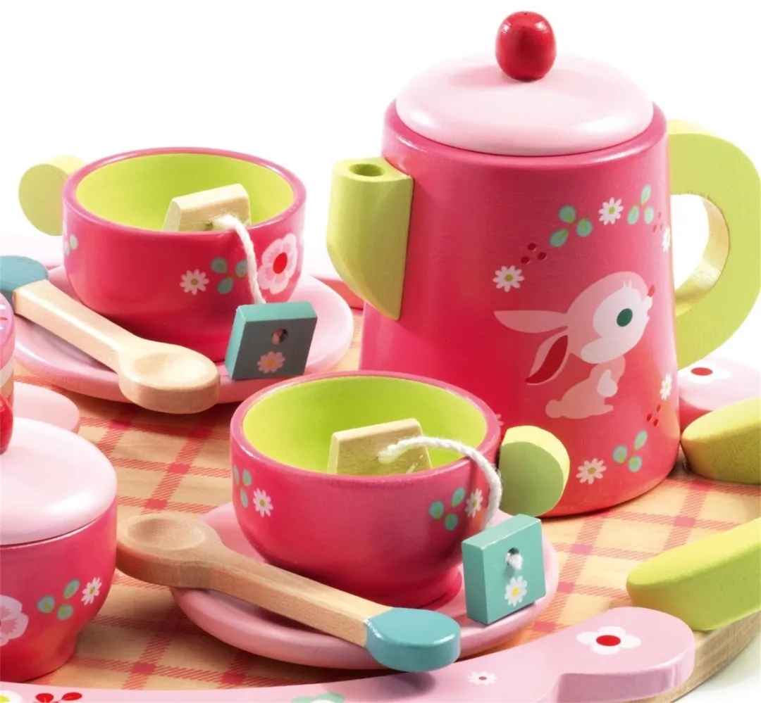 Djeco Houten Theeservies Lili Rose - Roze/Groen