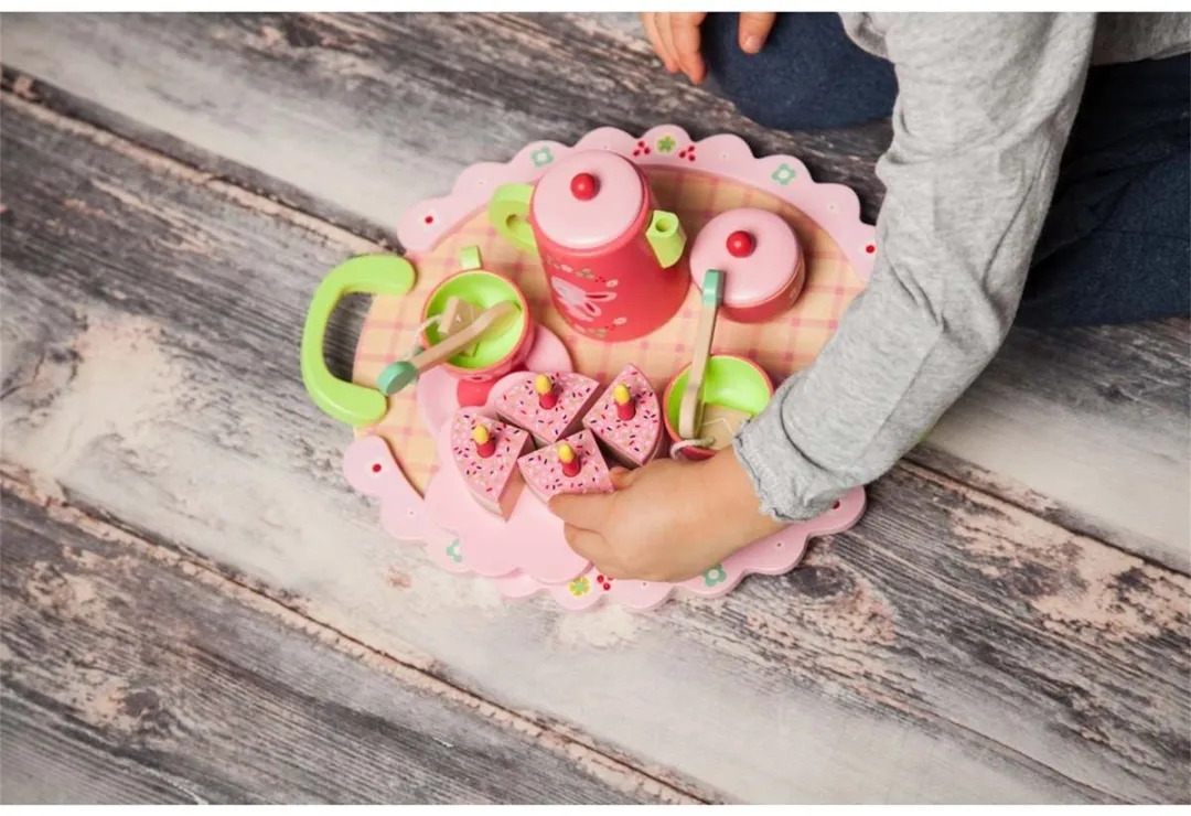 Djeco Houten Theeservies Lili Rose - Roze/Groen