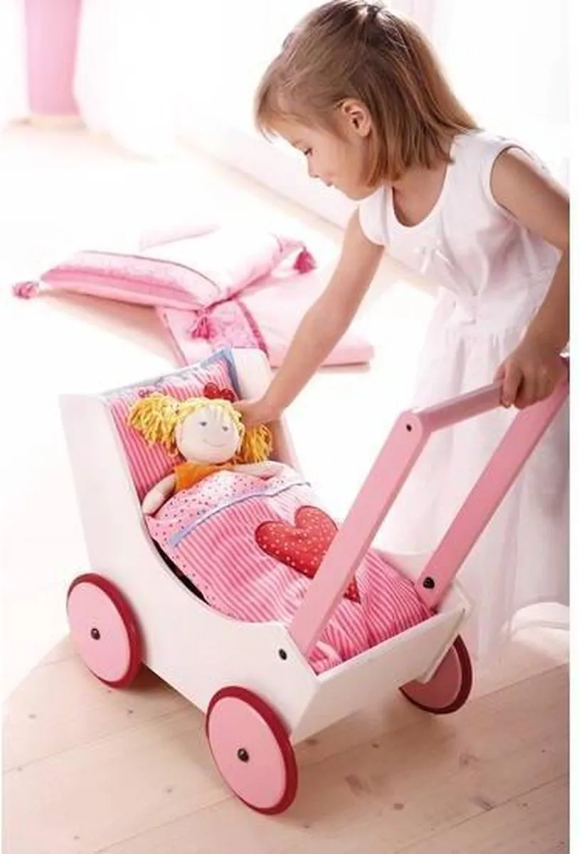 Haba Poppenwagen met Harten - Roze