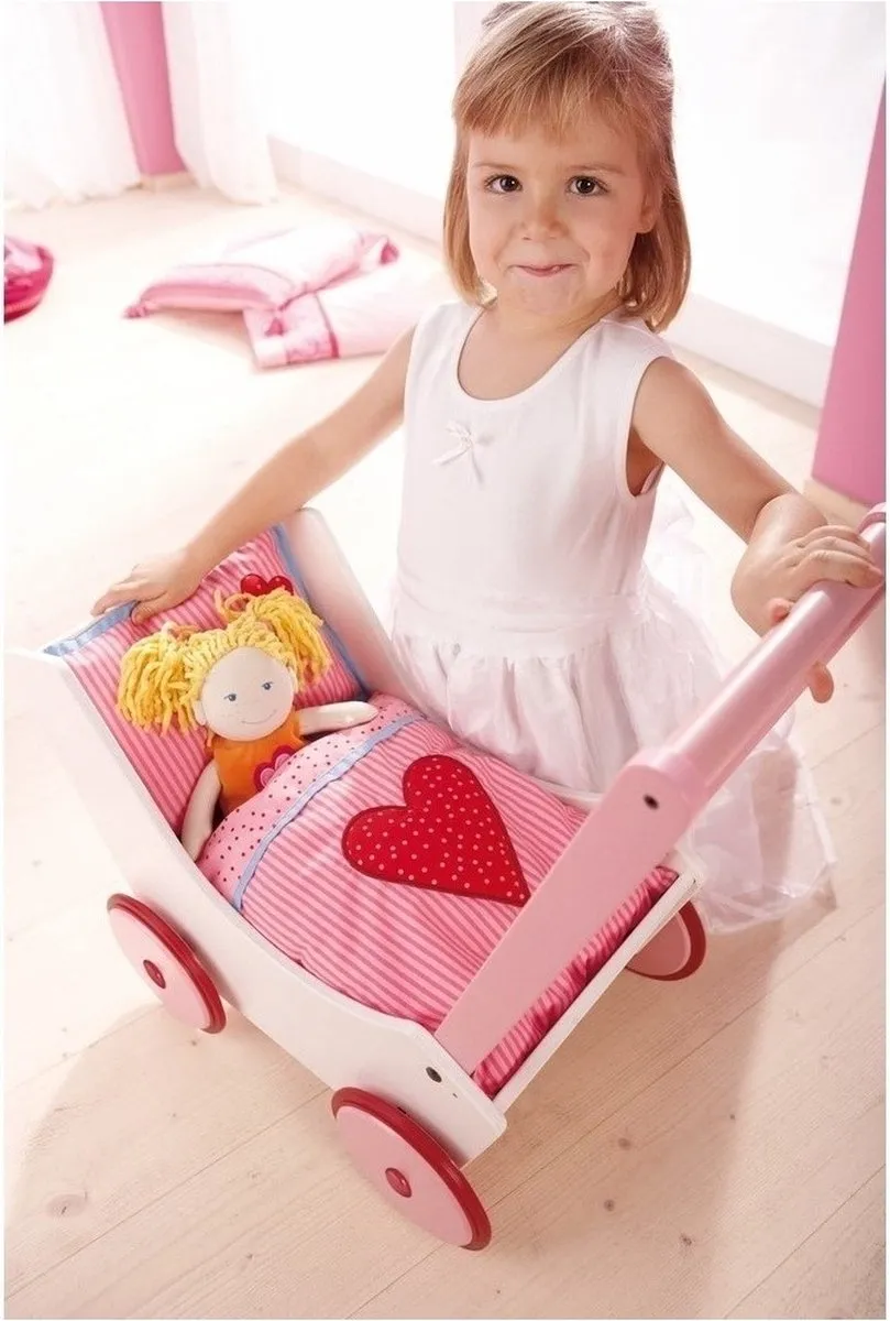 Haba Poppenwagen met Harten - Roze