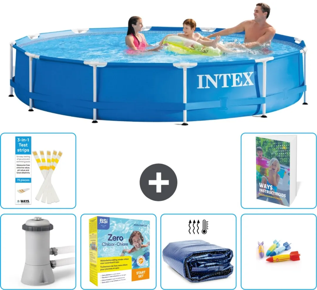 Intex 28212GN-Blauw Rond Frame Zwembad 366x76cm