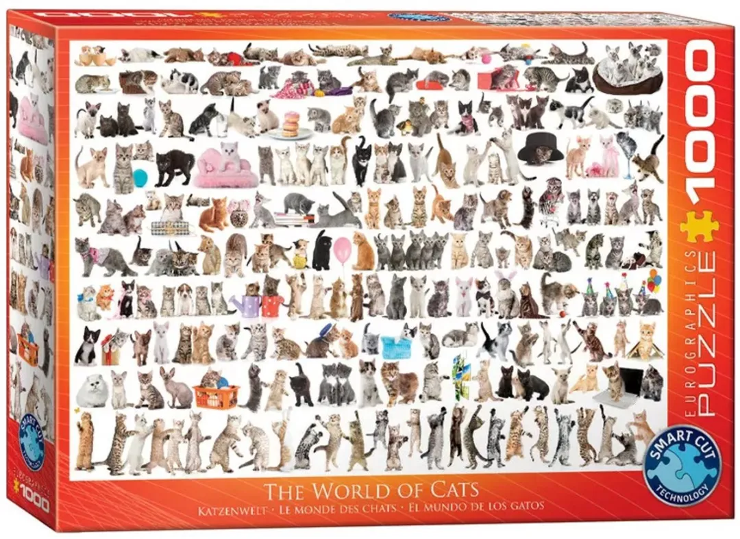 Eurographics De Wereld van Katten Legpuzzel 1000 Stuks - 68x48cm - Meerkleurig