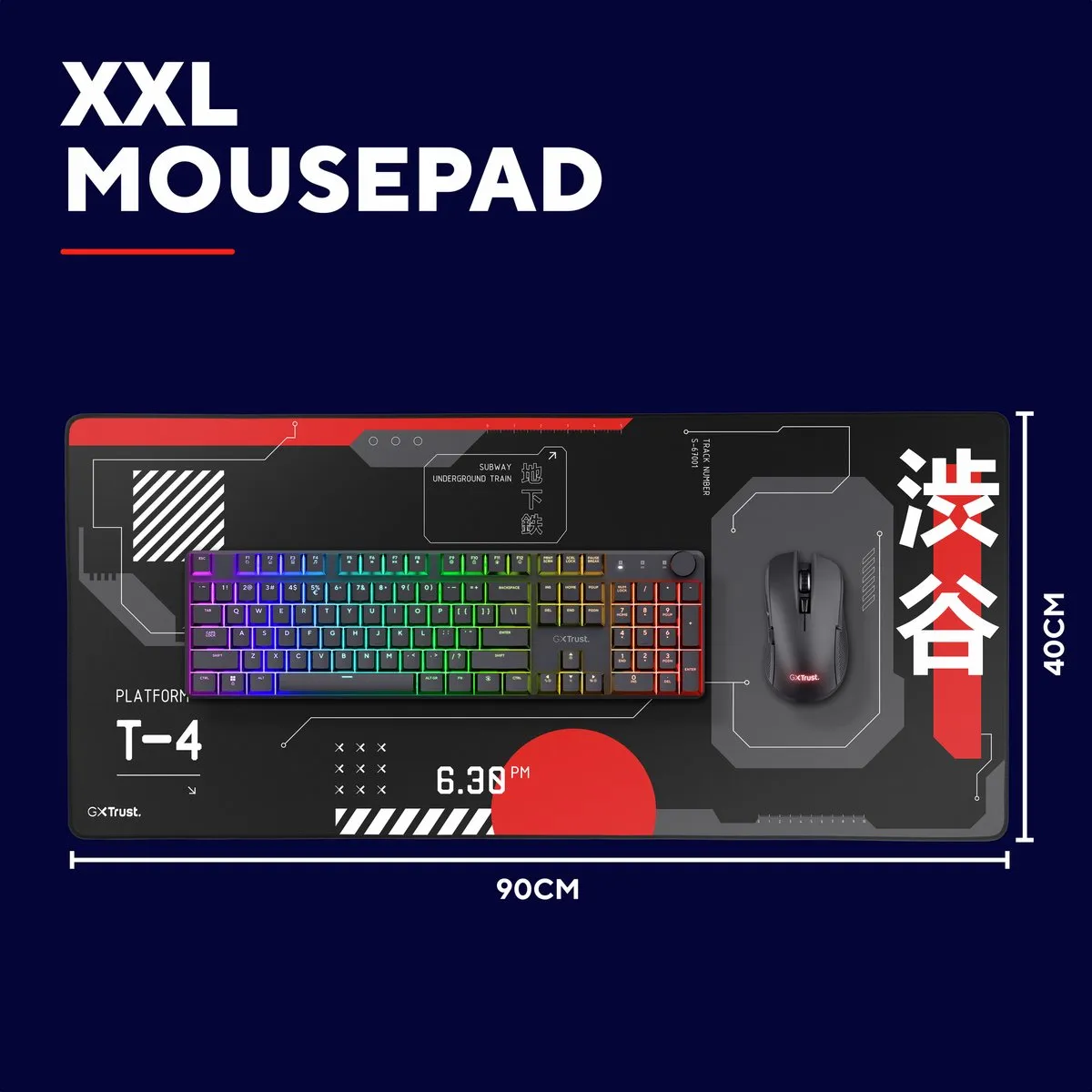 Trust GXT 759 XXL Gaming Muismat 90x40cm - Rood/Zwart