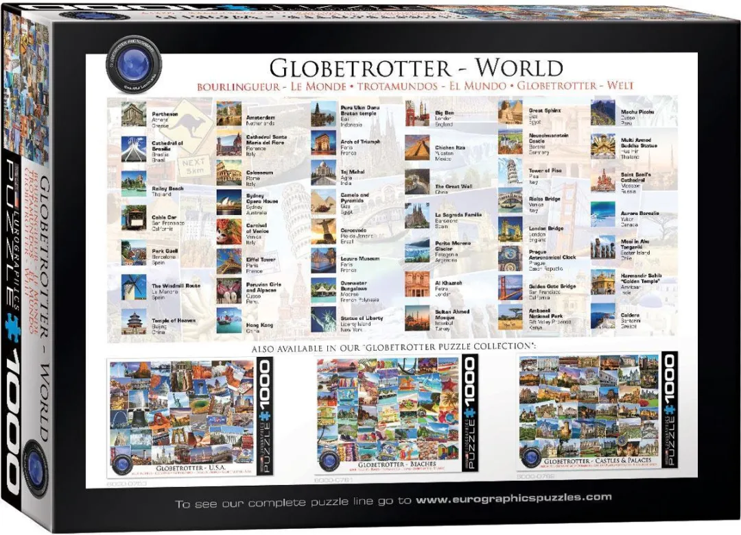 Eurographics Globetrotter World Legpuzzel 1000 Stuks - 68x48cm - Meerkleurig