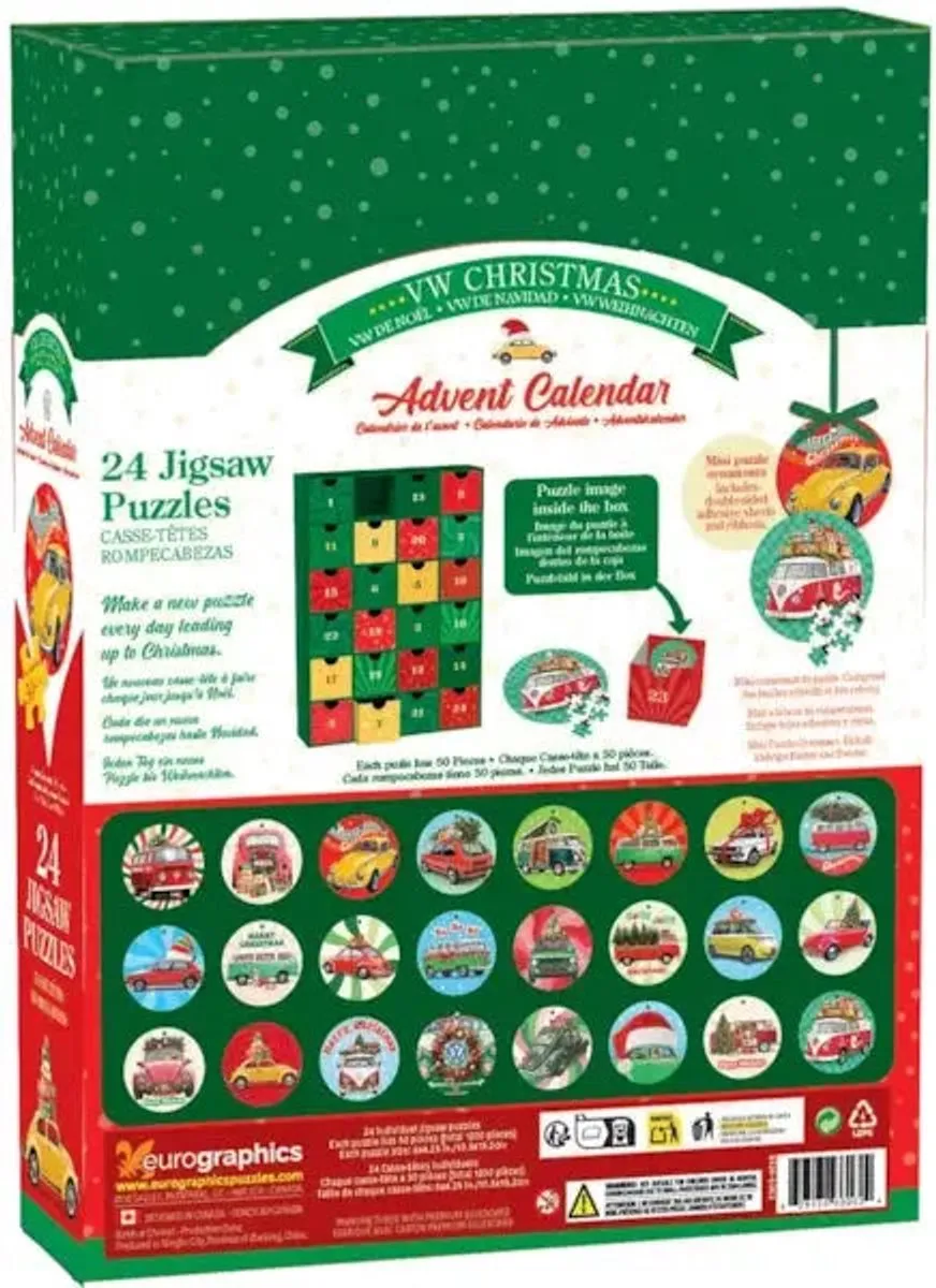 Eurographics Volkswagen Adventkalender Legpuzzel 24x50 Stuks - Meerkleurig