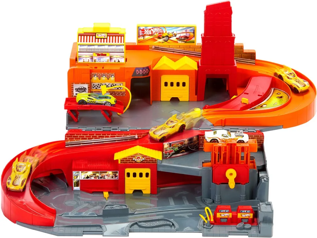 Hot Wheels The Hot Ones Sto & Go JFH37 Voertuig & Circuitset - Meerkleurig - afbeelding 4 van 6