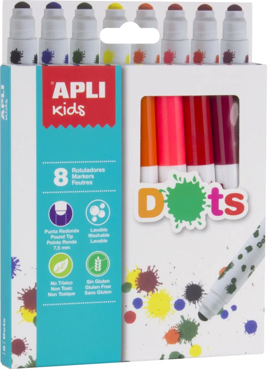 Apli Kids Dots Viltstiften 8 Stuks