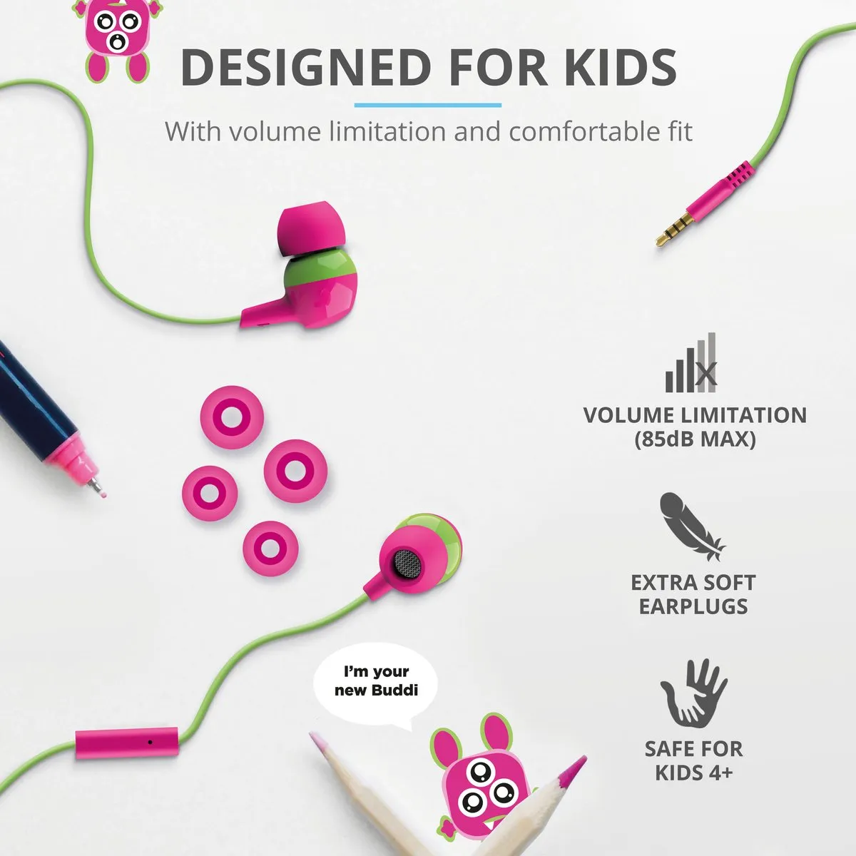 Trust Buddi Buddi Kids Kinder Koptelefoon - Roze